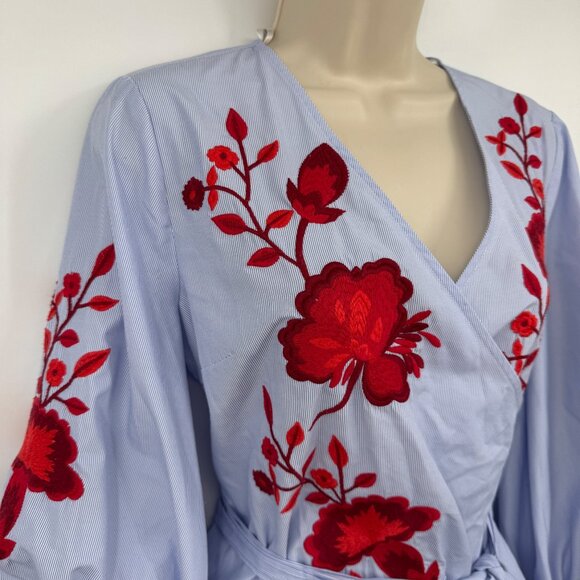 INC International Concepts Embroidered Wrap Top woman’s size small petite bishop - Picture 5 of 14